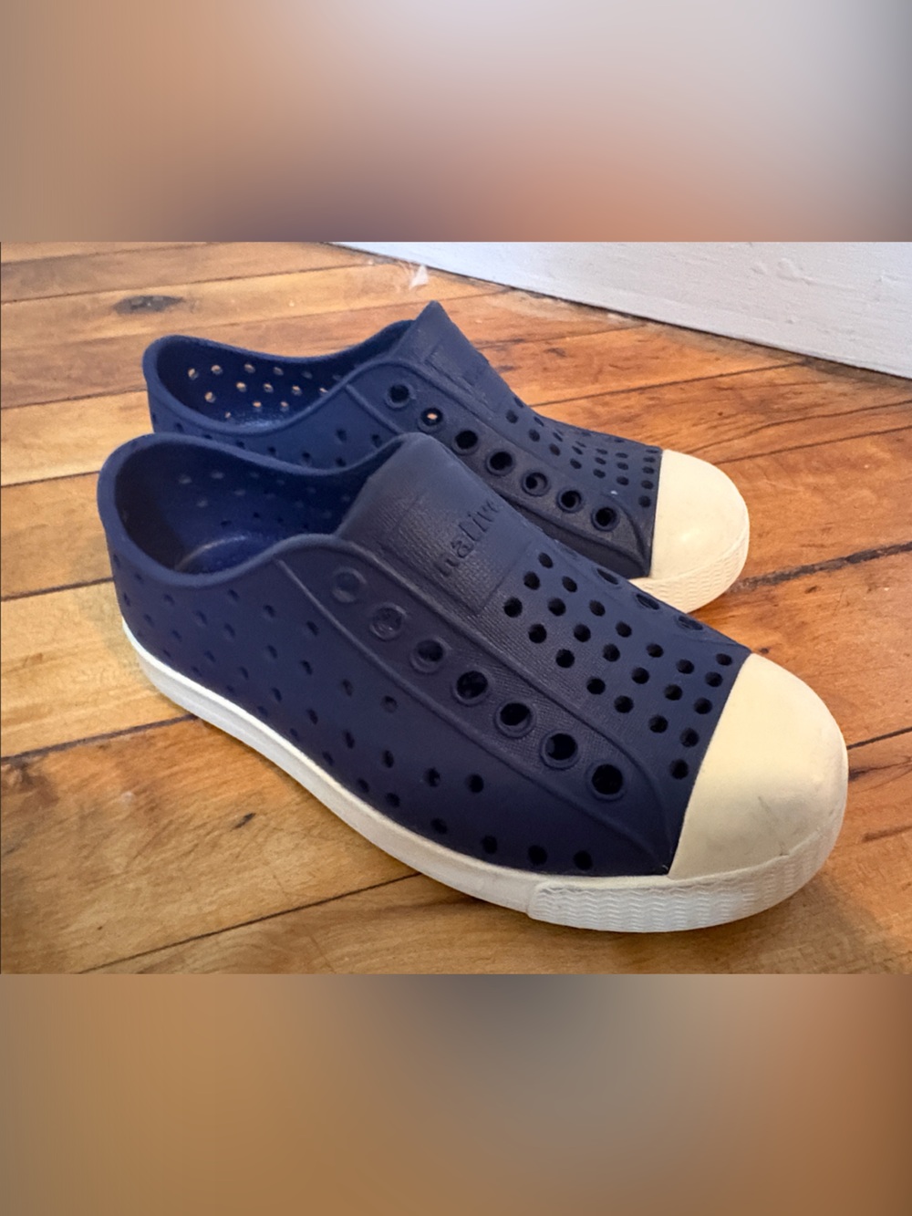 Native Kids Jefferson Slip-On Shoes - Navy and Off White, Size C9